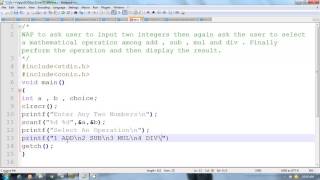 C Programming in Hindi | Simple Calculator Program Using switch statement
