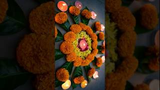 Easy Rangoli Design for Diwali- Flower Rangoli Design #diy #rangoli #rangolidesigns #flowerrangoli