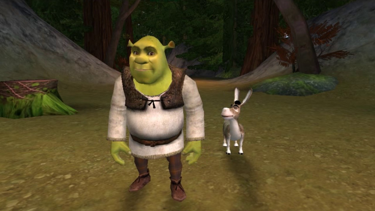 Где шрек игра. Shrek 2 игра осел. Игра Шрек 2004. Шрек 2 игра кот в сапогах. Конь Шрек 2 игра.