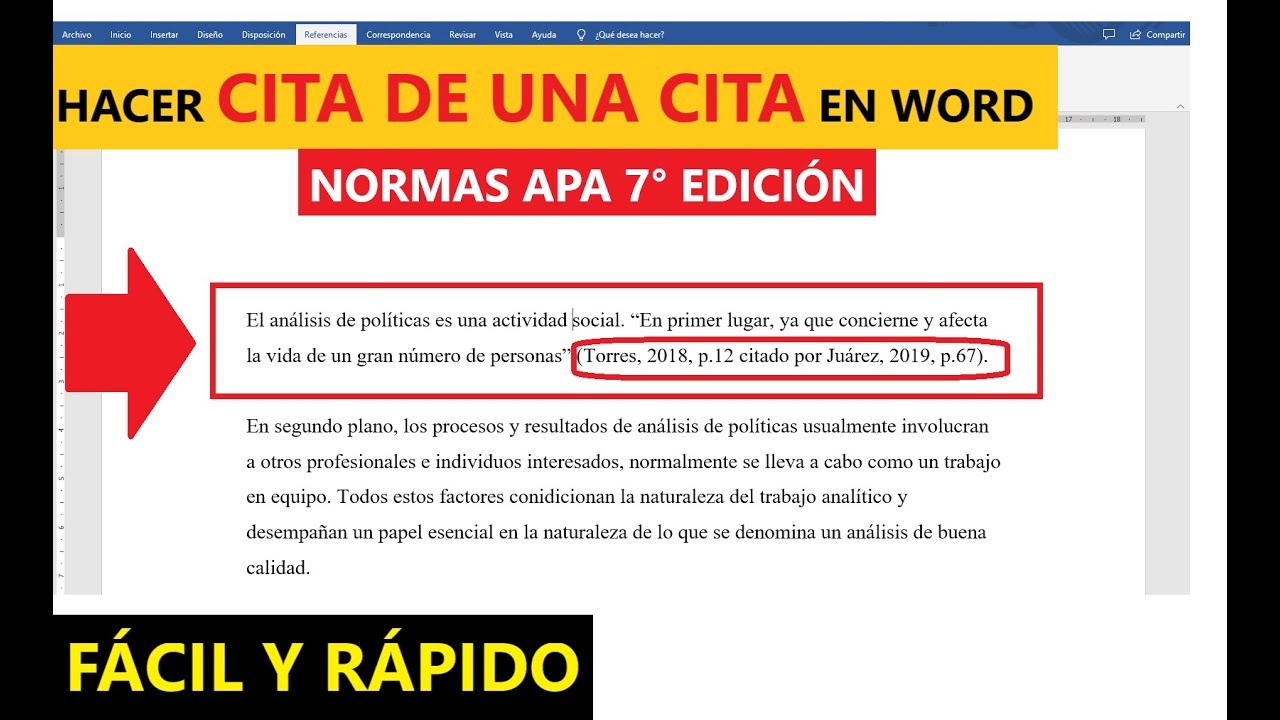 CÓMO HACER UNA CITA DE UNA CITA EN WORD PASO A PASO CON EJEMPLO ...