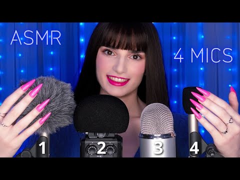 ASMR Mic Scratching - Brain Scratching with 4 DIFFERENT Mics & Covers 💙 No Talking for Sleep 😴 4K