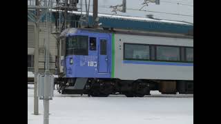 【キハ183系】函館本線 8024D 北斗88号函館行き発車･3051レ 高速貨物札幌貨物ターミナル行き到着＠五稜郭 2019年2月【EH800】