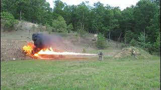WWII Marine flamethrower shooting Napalm