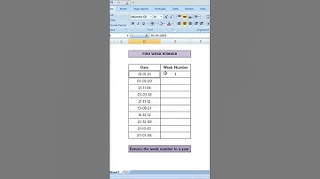 Find WEEK NUMBER in excel #shorts