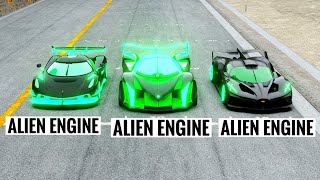 Devel Sixteen 2014 Alien Engine vs Koenigsegg Jesko Alien Engine vs Bugatti Bolide Alien Engine