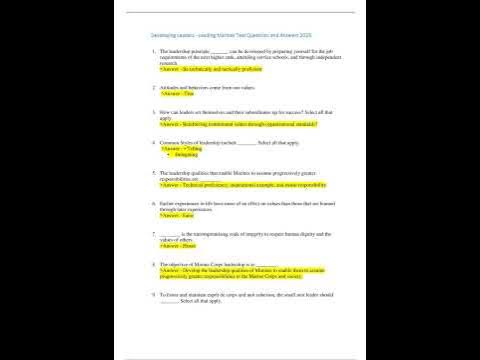 Developing Leaders Leading Marines Test Questions and Answers 2023 pdf