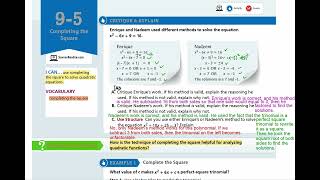 EnVision Algebra 1 Lesson 9-5: Completing the Square