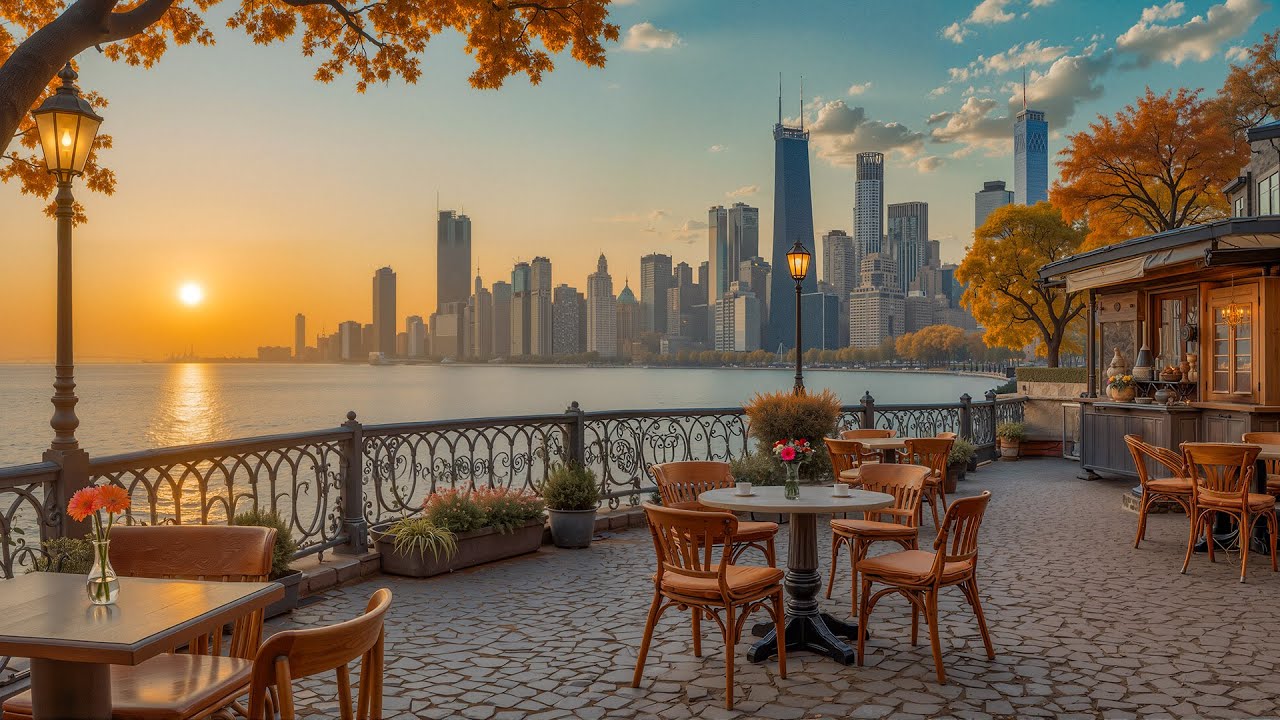 Нежный джаз в Sunset Riverside Café - Мечтательный джаз, чтобы освежить ум и улучшать настроение