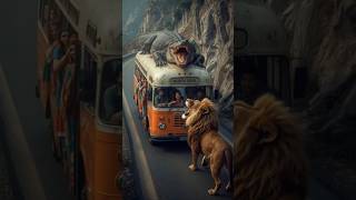शेर ने मगरमच्छ के हमले से बस को बचाया| AI Film #aivideo #aiart #facts