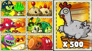 PvZ2 Challenge - Random Team Plants vs 500 Zombie Chicken - Which Team Plant 's Strongest ?