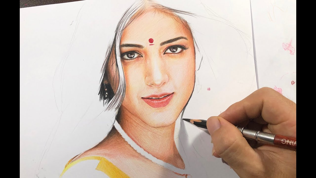 Drawing Shruti Haasan With colored pencils - DP Truong