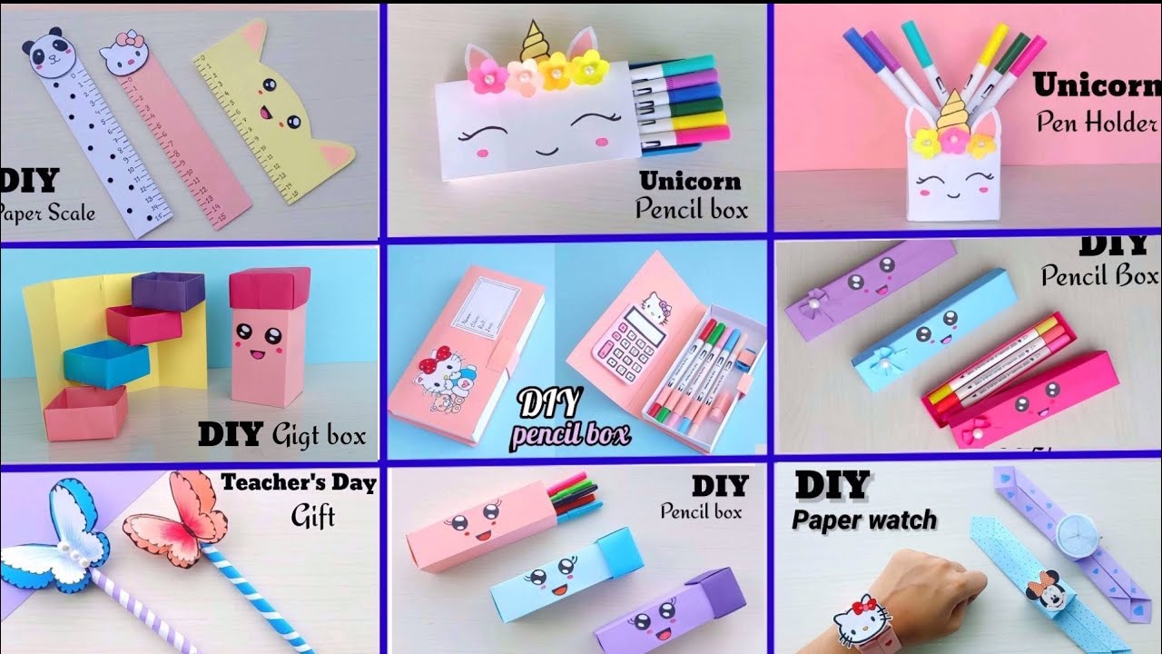9 EASY CRAFT IDEAS, School Craft Idea, DIY Origami Craft, School  hacks