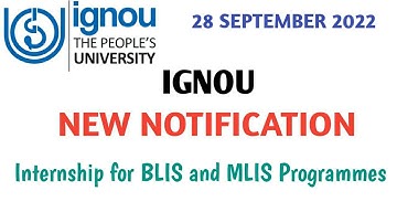 IGNOU NEW UPDATES | Internship for BLIS and MLIS Programme |#blisstudy