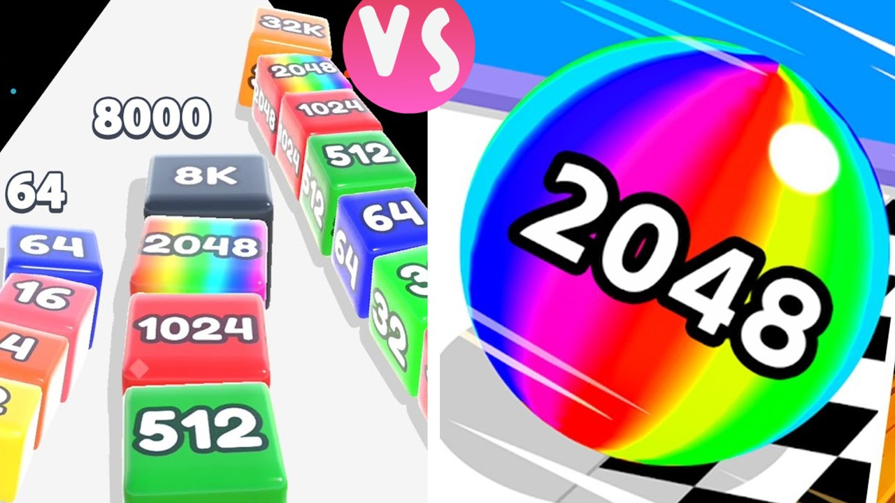 BALL RUN 2048:MERGE NUMBER VS INFINITY  CUBE CHAIN 2048 VS BALL MERGE 2048 Gameplay Video Max Levels