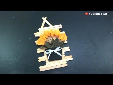  Kerajinan  dari Stik Eskrim Diy wall Decor felt flower 