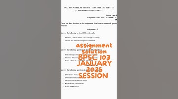 BPSC 103 ASSIGNMENT SOLUTION BA POLITICAL SCIENCE #ignou #ignoujulyadmission #ignousolvedassignment
