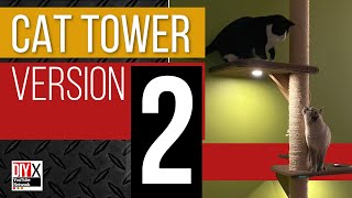 Cat Tower 2 Upgraded & Improved - Floor to Ceiling Non-Permanent Scratching Tower/Post | #diy #cats