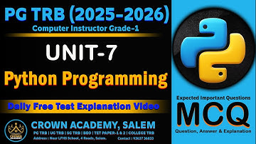 PG TRB 2025-2026 (UNIT-7 : Python Programming) Important Questions (New Syllabus)