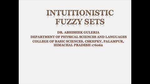 Intuitionistic Fuzzy Set