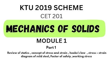 MECHANICS OF SOLIDS | KTU 2019 SCHEME | S3 | MODULE 1 | MOS | GATE 2025