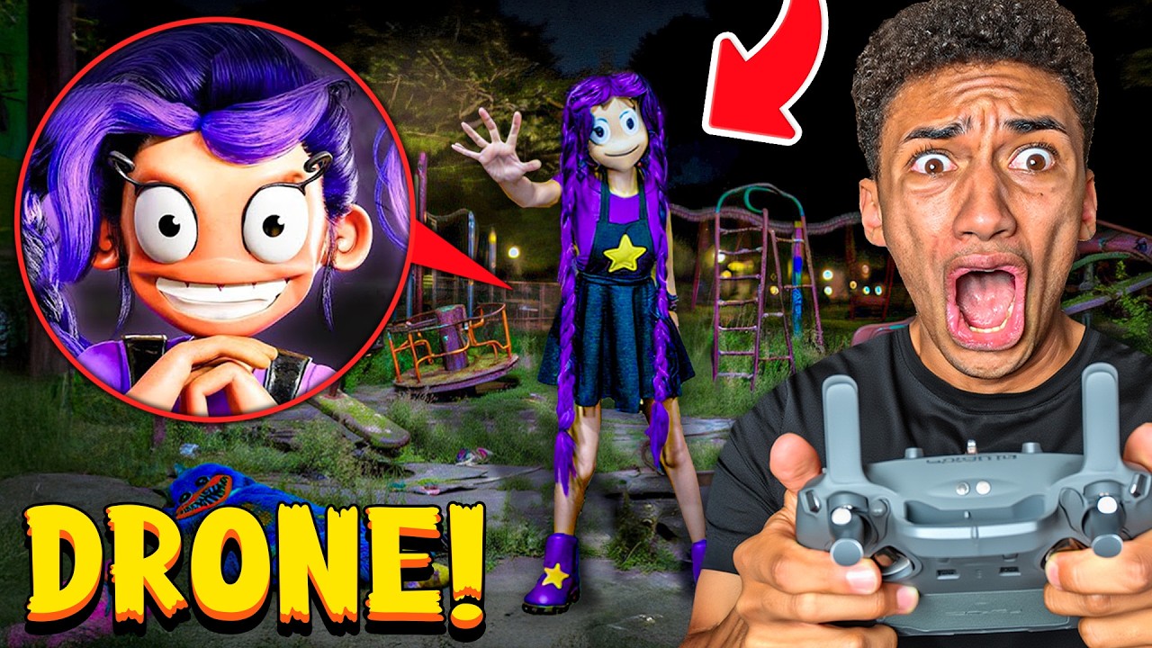 DRONE RIPRENDE “LILY LOVEBRAIDS” di POPPY PLAYTIME 5 in VITA REALE di NOTTE…