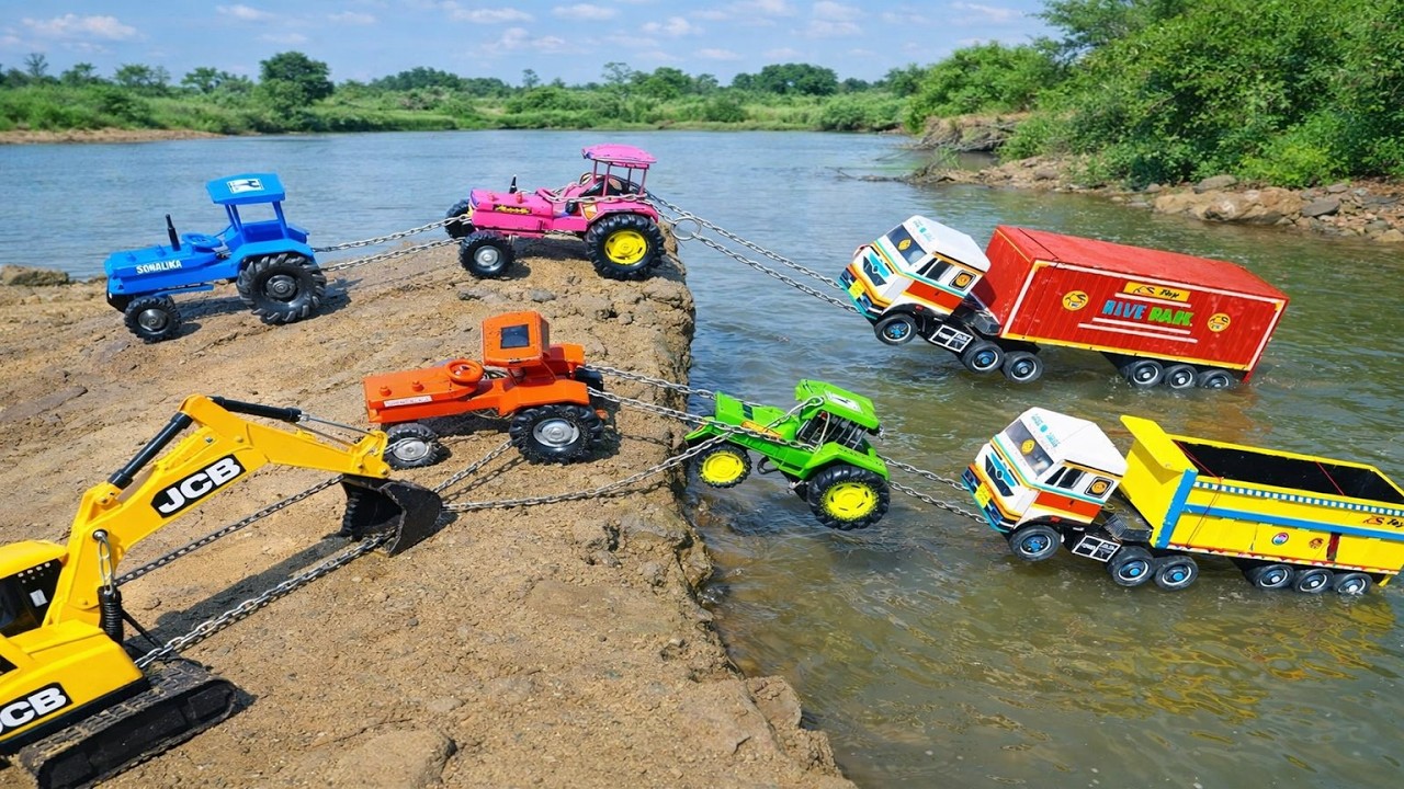 Big Tipper Wheeler Truck Accident in Big River | JCB Pulling Eicher, Sonalika, John Deere Tractor