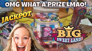 OMGGG WHAT A PRIZE AT THE ARCADE!!!! CANDY PUSHER JACKPOT BIG SWEET LAND - Candy Claw Machine screenshot 5