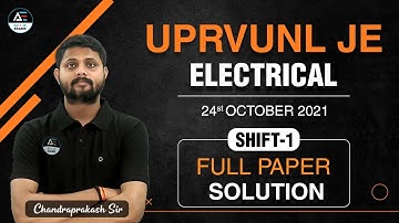 UPRVUNL FULL PAPER SOLUTION  - 24 OCT 2021 ( SHIFT 1 ) 🔥 TRICKS & TIPS BY CHANDRA PRAKASH SIR