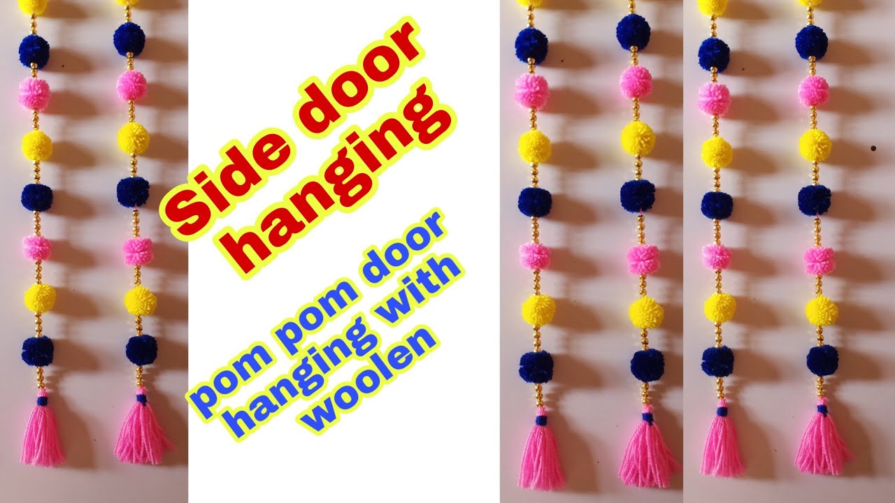 DIY EASY SIDE DOOR HANGING !! WOOLEN DOOR TORAN!! DIWALI DECORATION ...