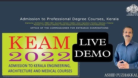 KEAM 2022 ONLINE APPLICATION LIVE DEMO