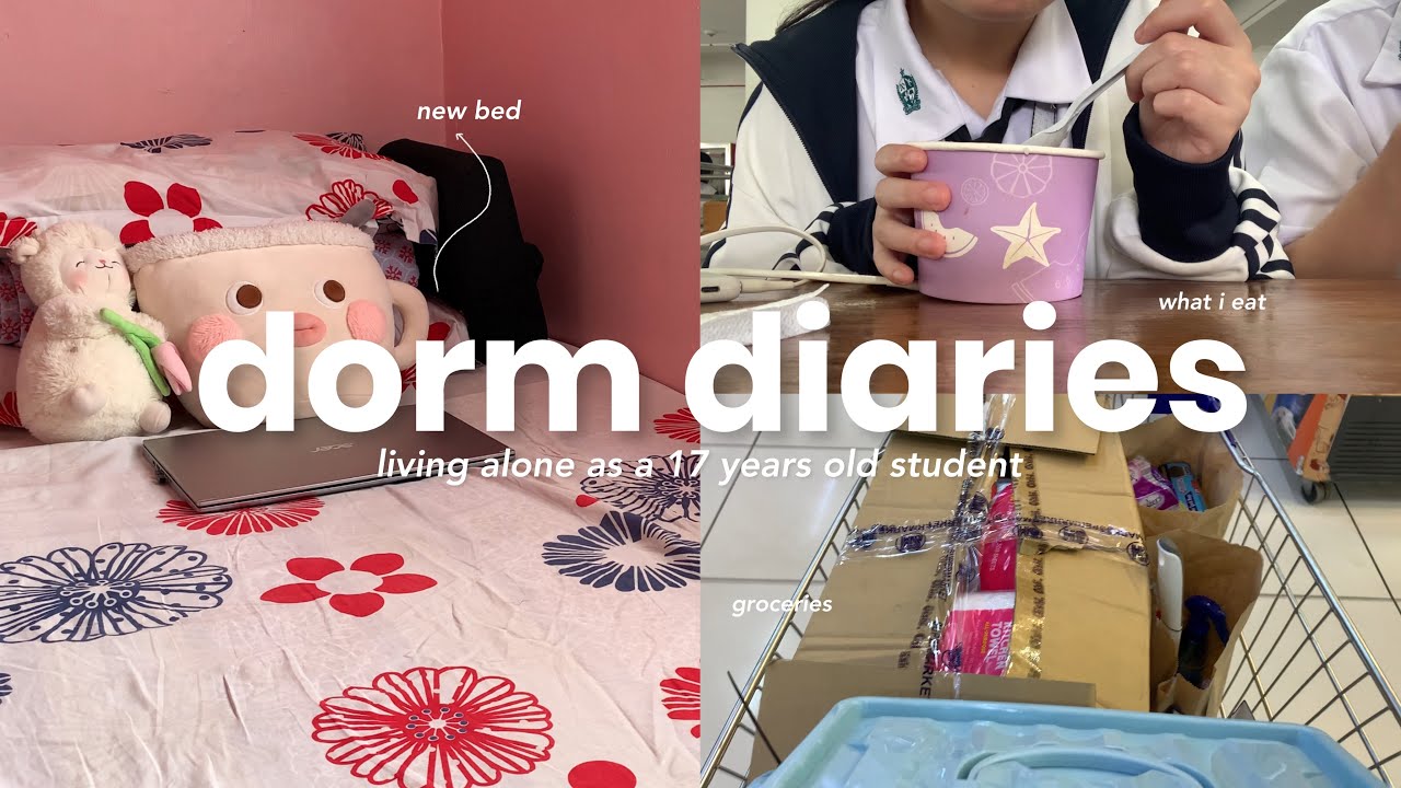 dorm diaries - ep 1 🩰 living alone as a 17 years old student, days with me, what i eat 🐈