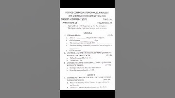 4th Mid Semester Question Paper ( B.COM ) #viralvideo #youtube #4thsemester #viral  #questionpaper