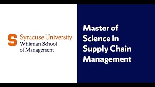 Whitman On-Campus M S Supply Chain Management Graduate Program