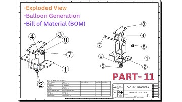 CATIA V5 Drafting Tutorials Part-11 | Assembly Exploded, Balloon Generation, Bill of Material,.etc.