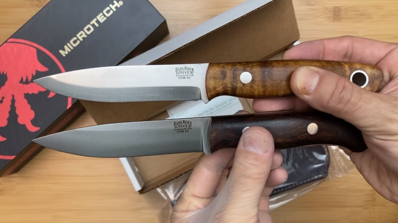 Desert Ironwood Burl & Dark Curly Maple Handle of view - YouTube