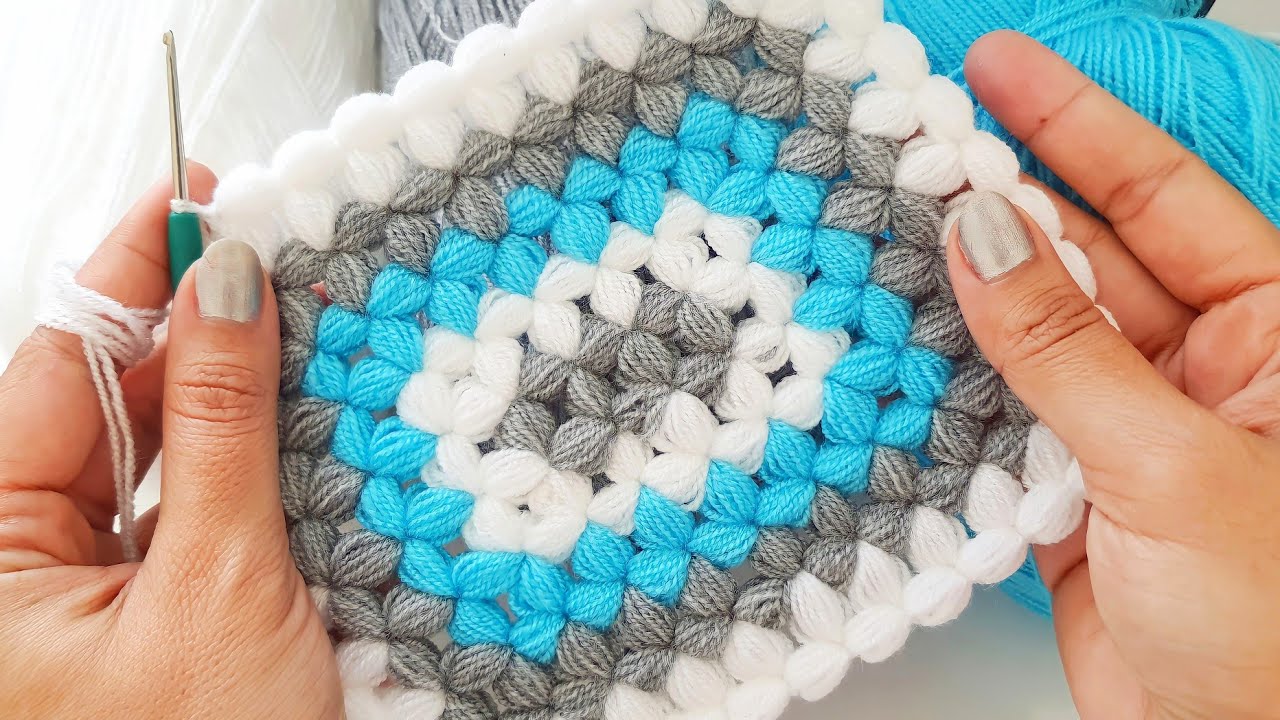 YENİ TASARIM ✅️ MAVİ VE GRİNİN ŞAHANE UYUMUYLA ✅️ KUTU TEKNİK KARE LİF YAPIMI ( emek emek ilmek 01)