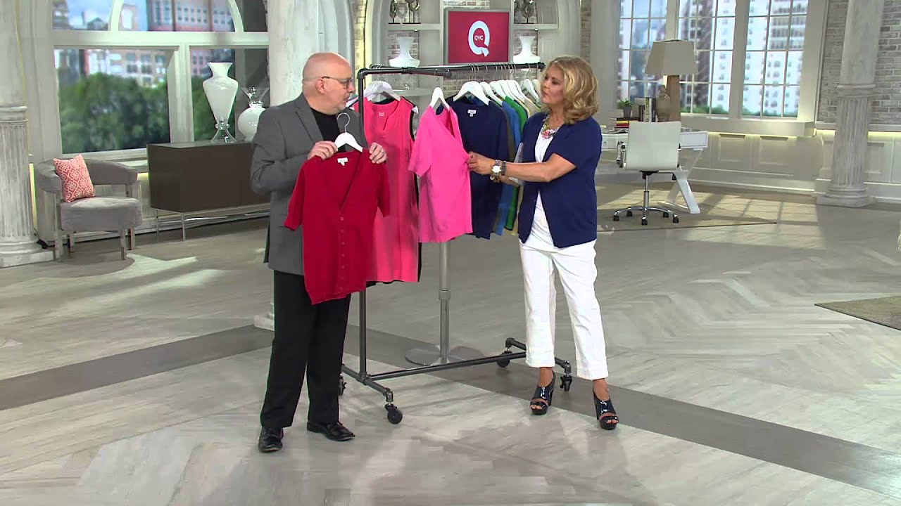 Denim & Co. Essentials Short Sleeve V-neck Cardigan with Pat James-Dementri