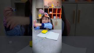 Mom teaches children to draw rainbows#Short #Officer Rabbit #angel