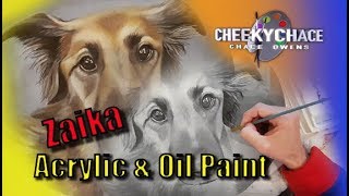 How to paint a dog on canvas with Acrylic and oil