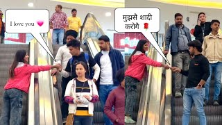 letter flirting prank 😝 on public relations In Escalator Prank Prankstar vinod