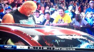 Brock lesner destroys j and j security's car raw