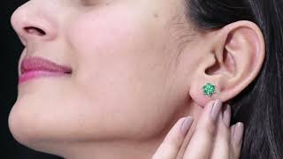 Natural Emerald Flower Pendant Necklace Earrings Set, Nature Inspired Gemstone Jewelry Set for Women