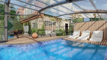 Design Pool cover with a movable floor deck  /  3D animation Explainer / Architecture /Landscape