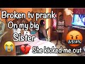 Epic Broken Tv Prank On Sister “it got intense” 🤬🤬