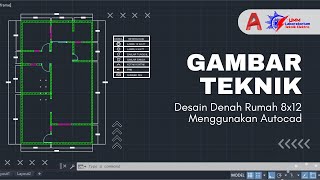 Desain Denah Rumah 8x12 Menggunakan Autocad || Gambar Teknik