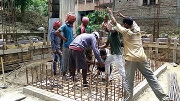 Making Pile Cap Reinforcement & Installation of Column