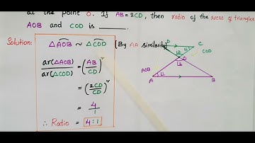 MCQs-Q1,Q2-Ex6.4-Diagonals of a trapezium ABCD with AB || DC intersect  at the point O.If AB = 2 CD,