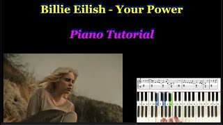 How to play Billie Eilish - Your Power - Piano Easy Tutorial+ Sheet