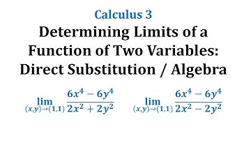 Determining Limits of a Function of Two Variables: Direct Substitution / Algebra