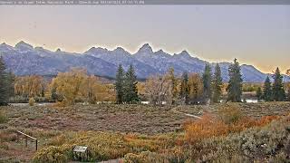 Teton Time Lapse of sunset viewed from Dornan's on September 26, 2023